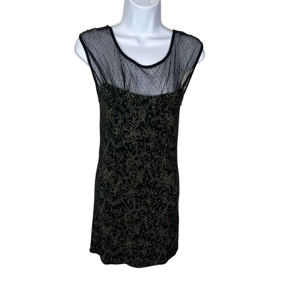 Free People Sleeveless Black Gold Metallic Mesh Top Dress Women’s Size S… - Picture 1 of 6